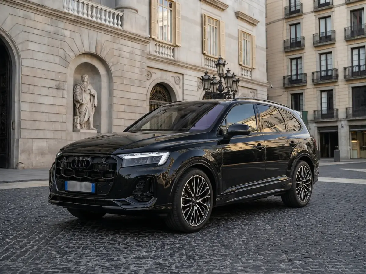 Audi Q7 50 TDI S-Line Edition 2025, side profile — Luxury Car Rental Switzerland, Switzerland. Audi Q7 50 TDI S-Line Edition in Switzerland The Audi Q7 50 TDI S-Line Edition is…