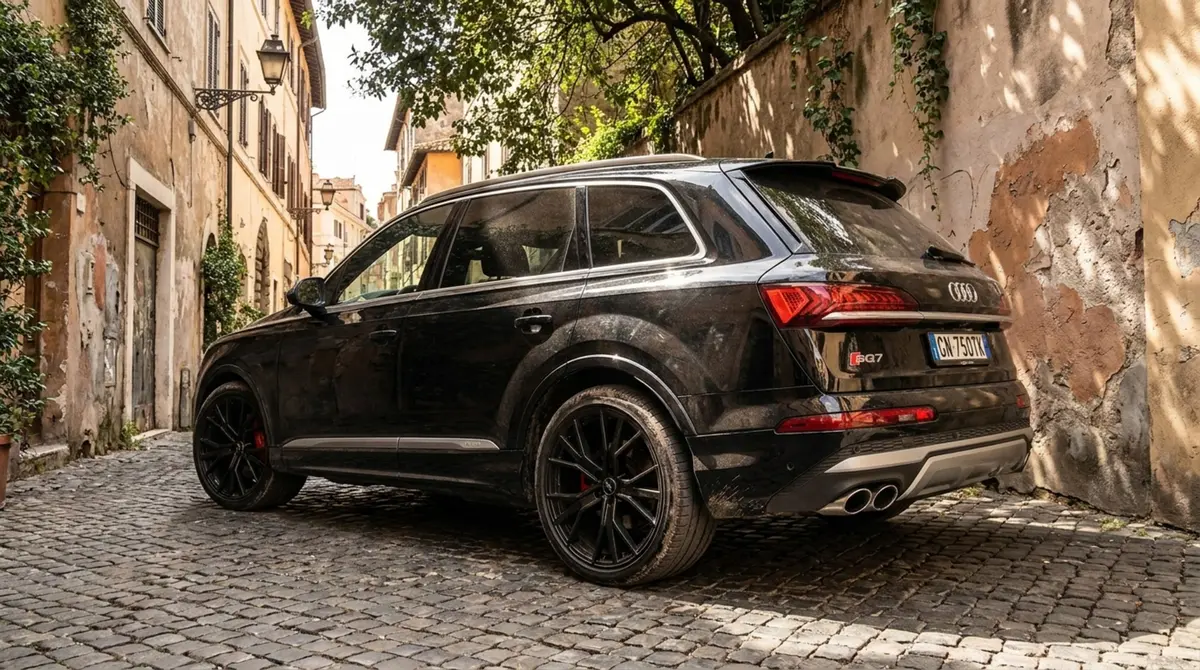 Audi SQ7 7seater 2023, front view — Luxury Car Rental Switzerland, Switzerland. Audi SQ7 7seater in Switzerland The Audi SQ7 7seater is available for rental in…