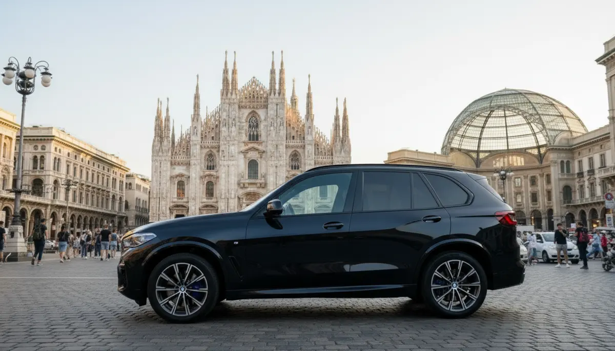 BMW X5 4.0i M 2025, Heckansicht — Luxury Car Rental Switzerland, Switzerland. BMW X5 4.0i M in Switzerland Der BMW X5 4.0i M aus dem Modelljahr 2025 steht für…