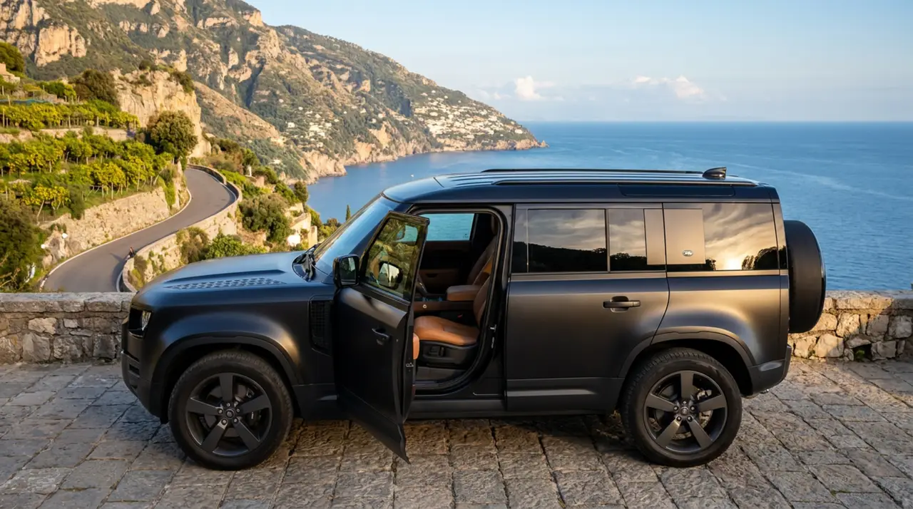 Land Rover Defender 2024, interior — Luxury Car Rental Switzerland, Switzerland. Land Rover Defender in Switzerland The Land Rover Defender 2024 is available to rent in…