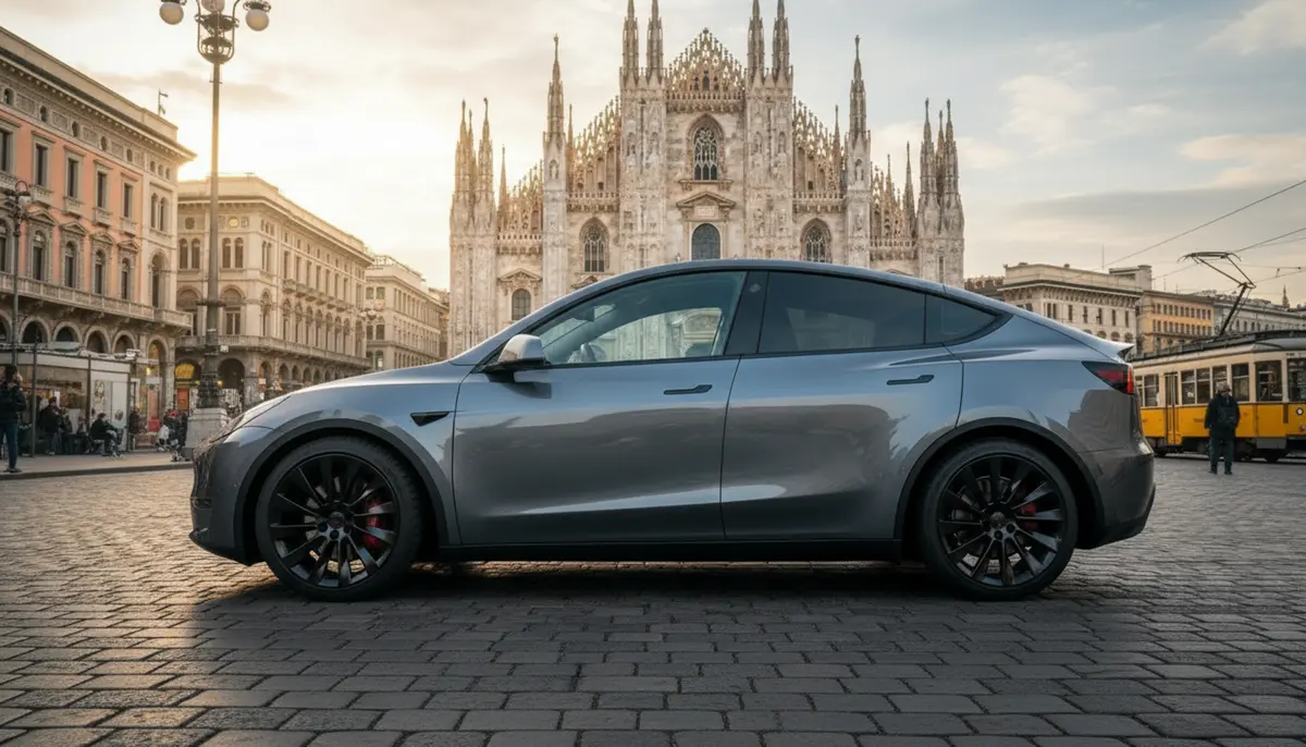 Tesla Model Y Long Range 2023, rear view — Luxury Car Rental Switzerland, Switzerland. Tesla Model Y Long Range in Switzerland The Tesla Model Y Long Range is available to rent…